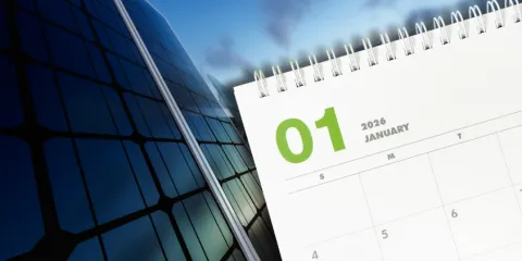 Solar panel backdrop with 2026 calendar